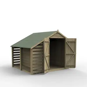 Forest Garden Overlap 8x6 ft Apex Wooden Pressure treated Shed with floor