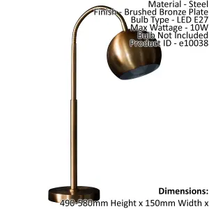 Table Lamp Brushed Bronze Plate 10W LED E27 Bedside Light Flexible Arm