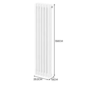 Traditional 3 Column Radiator - 1500 x 292 mm - White