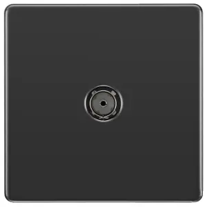 GoodHome Black Nickel Single Screwless TV socket