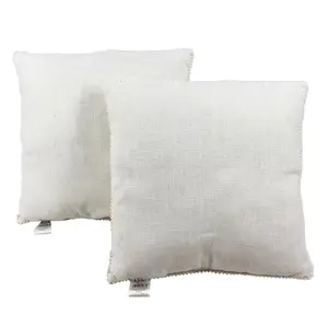 furn. Cream Linen effect Indoor Cushion, (L)40cm x (W)40cm, Pair