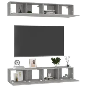 Berkfield TV Cabinets 4 pcs Concrete Grey 80x30x30 cm Engineered Wood