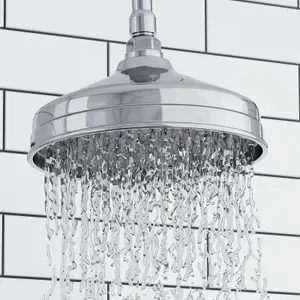 ENKI Traditional Chrome Fixed Wall Mounted Brass Shower Head & Arm 200mm