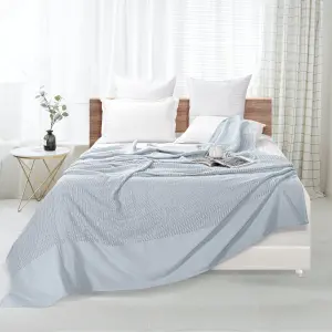 EHC Lightweight Hand Woven Adult Cellular Cotton Blanket,King 230 x 250cm - Light Grey