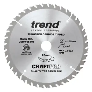 Trend CraftPro Cordless Saw Blade 165 x 20mm x 24T/40T/52T (Pack 3)