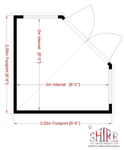 Shire Barclay 7x7 ft with Double door & 2 windows Pent Wooden Summer house