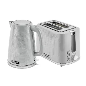 Geepas 1.7L Kettle and Toaster Set 2 Slice Textured Design, Grey