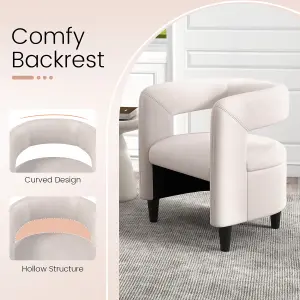 Costway Comfy Accent Armchair Upholstered Velvet Barrel Chair & Ottoman Set