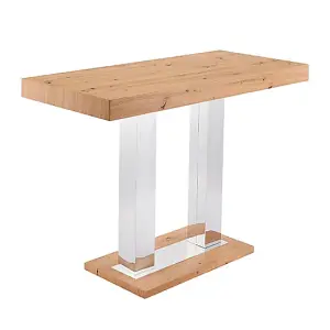 Caprice Large Oak Effect Bar Table With 6 Ripple White Stools