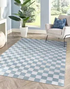 CHELSEA Machine Washable Checkered Area Rug 200 x 275 cm