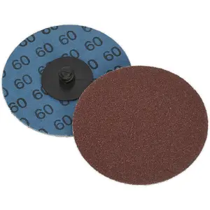 10 Pack of 75mm Quick Change Mini Sanding Discs - 60 Grit Aluminium Oxide for Woodworking