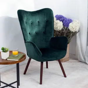 Garmon Velvet Armchair Green