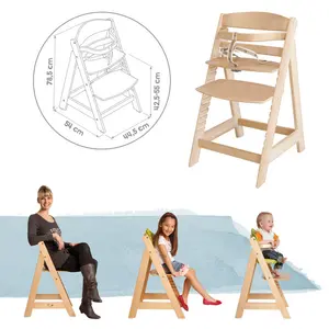 High Chair Sit Up 3, Various Colours Natural Wood