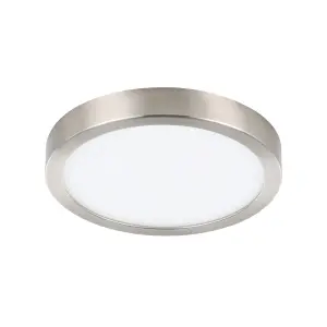 Eglo Fueva-Z Round Satin Nickel Smart Control Colour Changing LED Ceiling Light, (D) 21cm