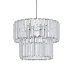 First Choice Lighting Clint Clear Acrylic Crystal Two Tier Easy Fit Pendant Shade