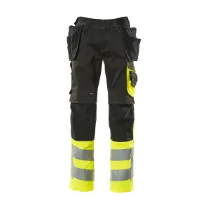 Mascot Safe Supreme Trousers with Holster Pockets (Black/Hi-Vis Yellow)  (35.5) (Leg Length - Long)