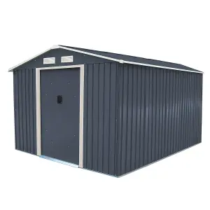 Charles Bentley 8ft x 10ft Metal Garden Storage Outdoor Shed Zinc Frame Grey