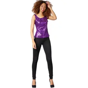 Sleeveless Sequin Top - women's - purple XL