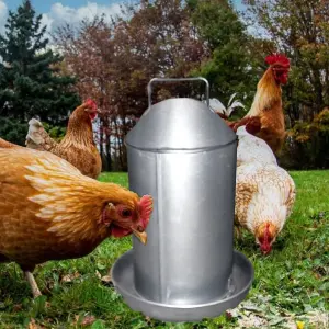 18L Metal Large Automatic Chicken Waterer Hen Coop Drinker Bird Hen Duck