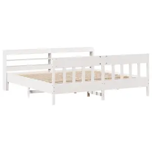 Berkfield Bed Frame without Mattress White 180x200 cm Super King Solid Wood Pine