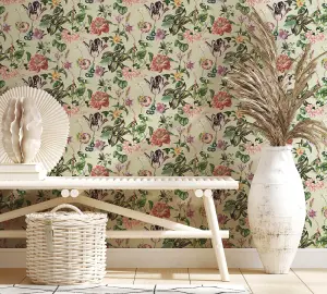 Galerie Flora Beige Floral Rhapsody Wallpaper