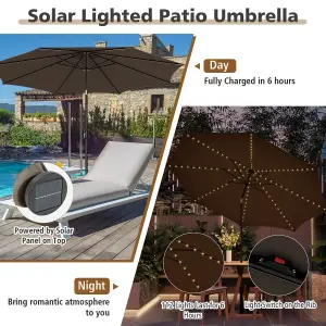 Costway 3M Patio Solar Market Umbrella Parasol with 112 LED Crank &Tilting