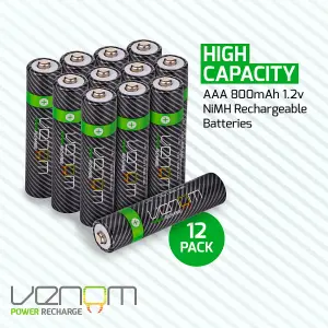 Venom High Capacity Rechargeable AA / AAA Batteries (Includes 12 x AA plus 12 x AAA)