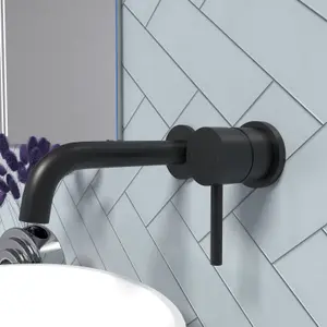 Nes Home Alice Basin Sink Matte Black Modern Brass Bathroom Wall Mounted Tap