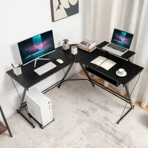 COSTWAY L-Shaped Computer Desk w/ Movable Host Stand Home Office Corner Workstation