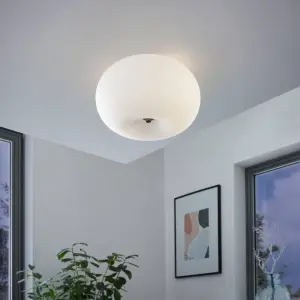 EGLO Optica Matt-Opal Glass Flush Ceiling Light