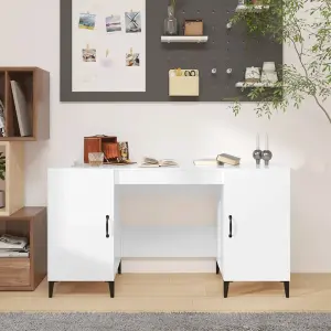 Berkfield Desk High Gloss White 140x50x75 cm Engineered Wood