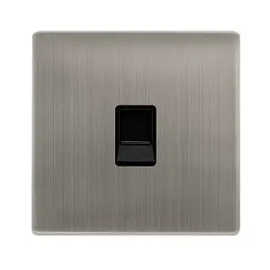 Stainless Steel Screwless Plate Rj11 Socket - Black Trim - SE Home