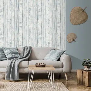 Muriva Cream Stripe Distressed effect Embossed Wallpaper