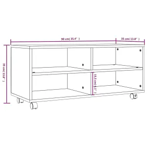 Berkfield TV Cabinet with Castors Smoked Oak 90x35x35 cm Engineered Wood