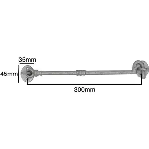 EAI Cabin Hook Iron Strong Hold Back Gate or Door Hook Barrel Style Cast Iron -  300mm - Galvanised