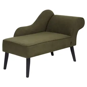 Right Hand Fabric Chaise Lounge Olive Green BIARRITZ