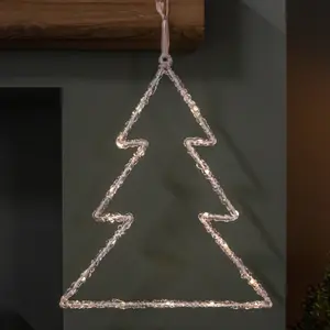 40cm Battery Powered Light up Ice Christmas Tree Hanging Decoration with Warm White LEDs