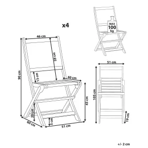 Set of 4 Garden Chairs PARAGGI Light Wood