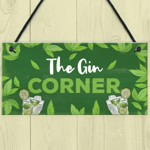 Red Ocean Funny Gin Gift Gin Corner Sign Home Bar Sign For Garden Summer House Gifts