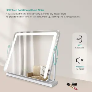 EMKE Hollywood Makeup Mirror with Lights, Tabletop Mirror with Dimmable, Touch, 360 Rotation, 50 x 42cm, White