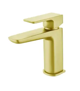 Aquarius Hydro Mini Mono Basin Mixer Tap inc Waste Brushed Brass