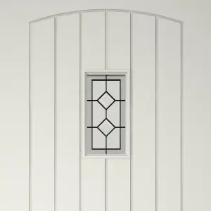 Geom Diamond bevel Leaded Glazed Cottage White Wooden External Front door, (H)1981mm (W)838mm