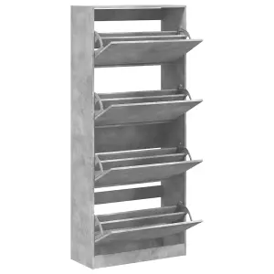 Berkfield Shoe Cabinet with 4 Flip-Drawers Concrete Grey 80x34x187.5 cm