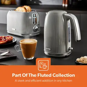 Geepas Electric Kettle 2 Slice Bread Toaster & Microwave Kitchen Set, 3000W 1.7L Kettle, 2 Slice Toaster & 700W Microwave, Grey