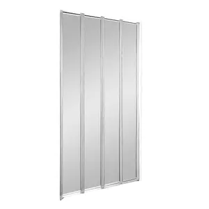 Cooke & Lewis Nile Straight 4 panel Clear glass Silver effect frame Bath screen, (W) 840mm (H) 1400mm