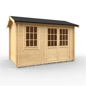 12ft x 8ft (3550mm x 2350mm) Horsforth "The Tallahassee Plus" 44mm Log Cabin With 1 Window