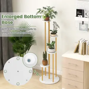 COSTWAY Indoor Metal Plant Stand 125 cm Tall Corner Plant Shelf Display Shelf