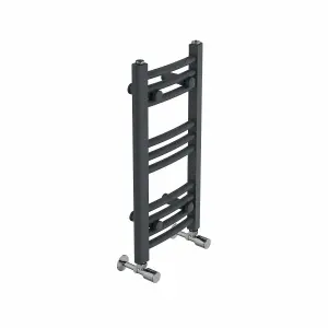 Right Radiators 600x300 mm Curved Heated Towel Rail Radiator Bathroom Ladder Warmer Anthracite