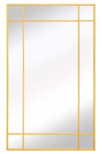 MirrorOutlet Fenestra - Gold Contemporary Wall and Leaner Mirror 71" X 43" (180 x 110CM)