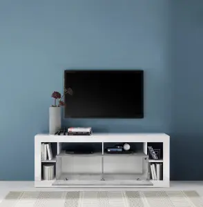 Viola 1 Door 172cm White Gloss and Concrete Grey TV Stand